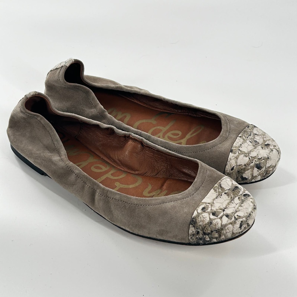 Women's Taupe and Snakeskin Ballet Flats
